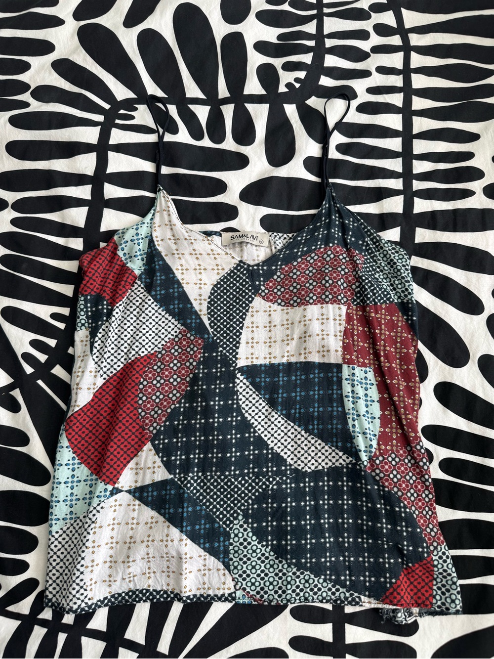 Sam & Lavi Multicolor Geometric Print Silk Cami